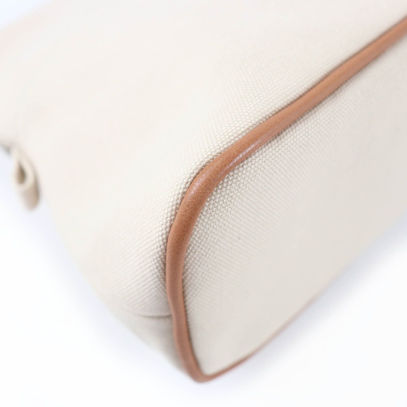 Hermes Bolide Pouch Cotton 100% Leather Logo Embroidered Zip Natural — view 5