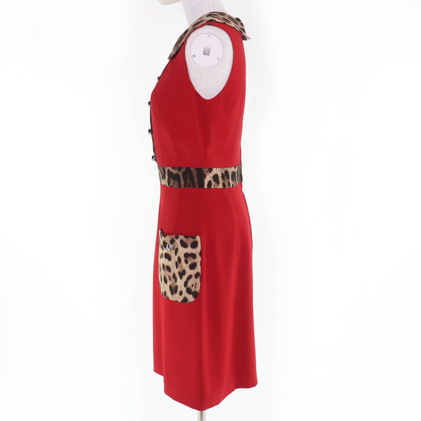 Dolce & Gabbana Leopard Print Sleeveless Dress Red Brown 40 — view 2