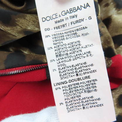Dolce & Gabbana Leopard Print Sleeveless Dress Red Brown 40 — view 8