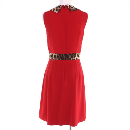 Dolce & Gabbana Leopard Print Sleeveless Dress Red Brown 40 — view 3