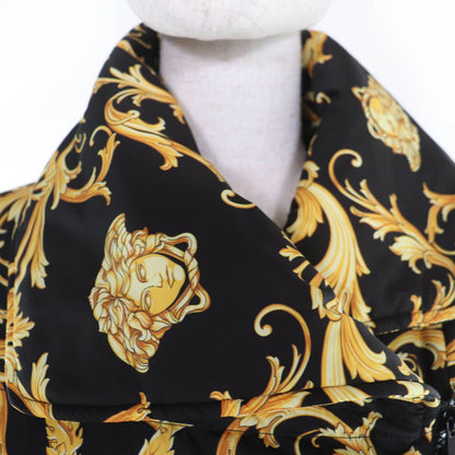 Versace Baroque Medusa Pattern Zip UP Long Length Coat Black Yellow 38 — view 4
