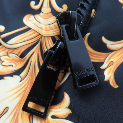 Versace Baroque Medusa Pattern Zip UP Long Length Coat Black Yellow 38 — view 7
