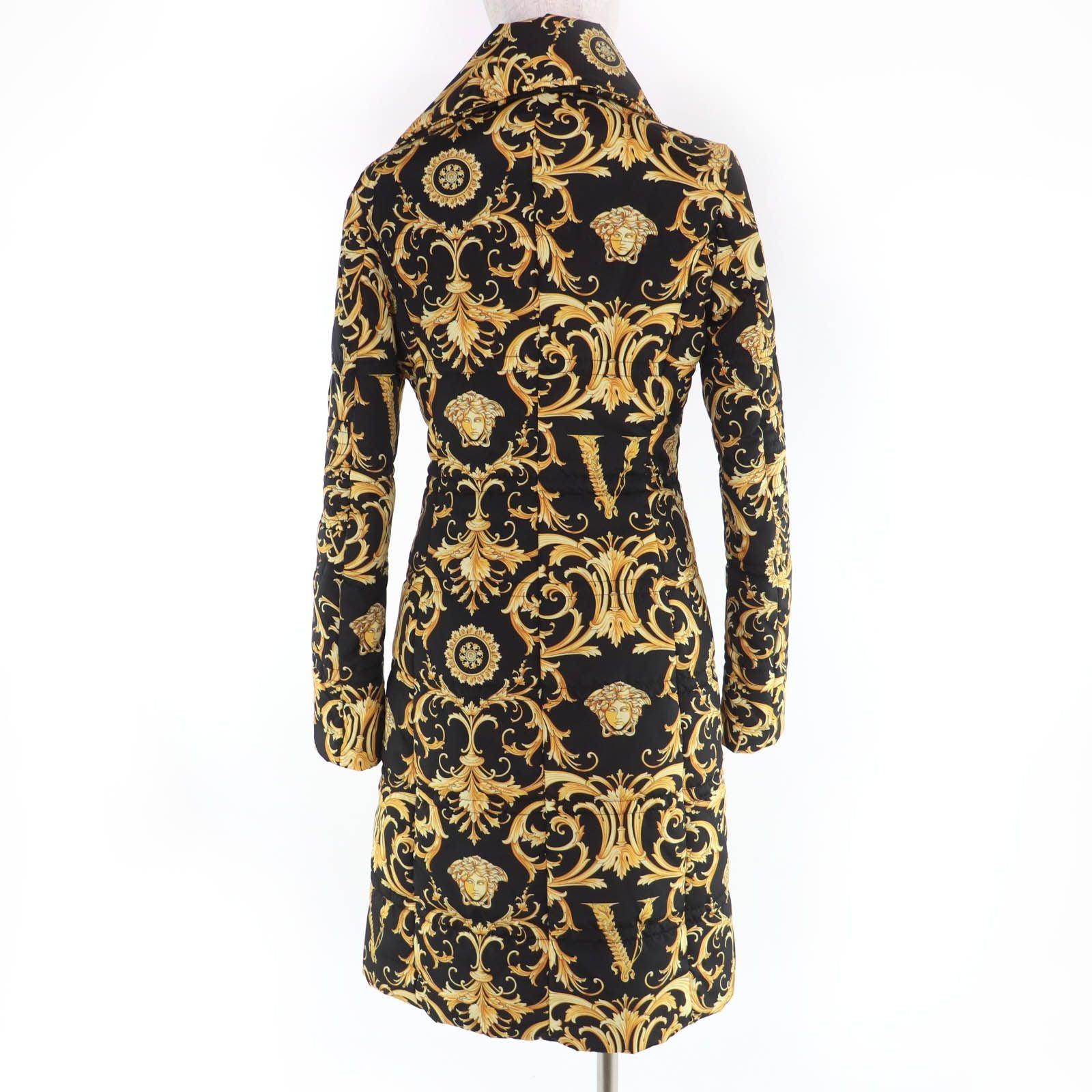Versace Baroque Medusa Pattern Zip UP Long Length Coat Black Yellow 38 — view 3