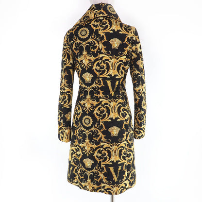 Versace Baroque Medusa Pattern Zip UP Long Length Coat Black Yellow 38 — view 3
