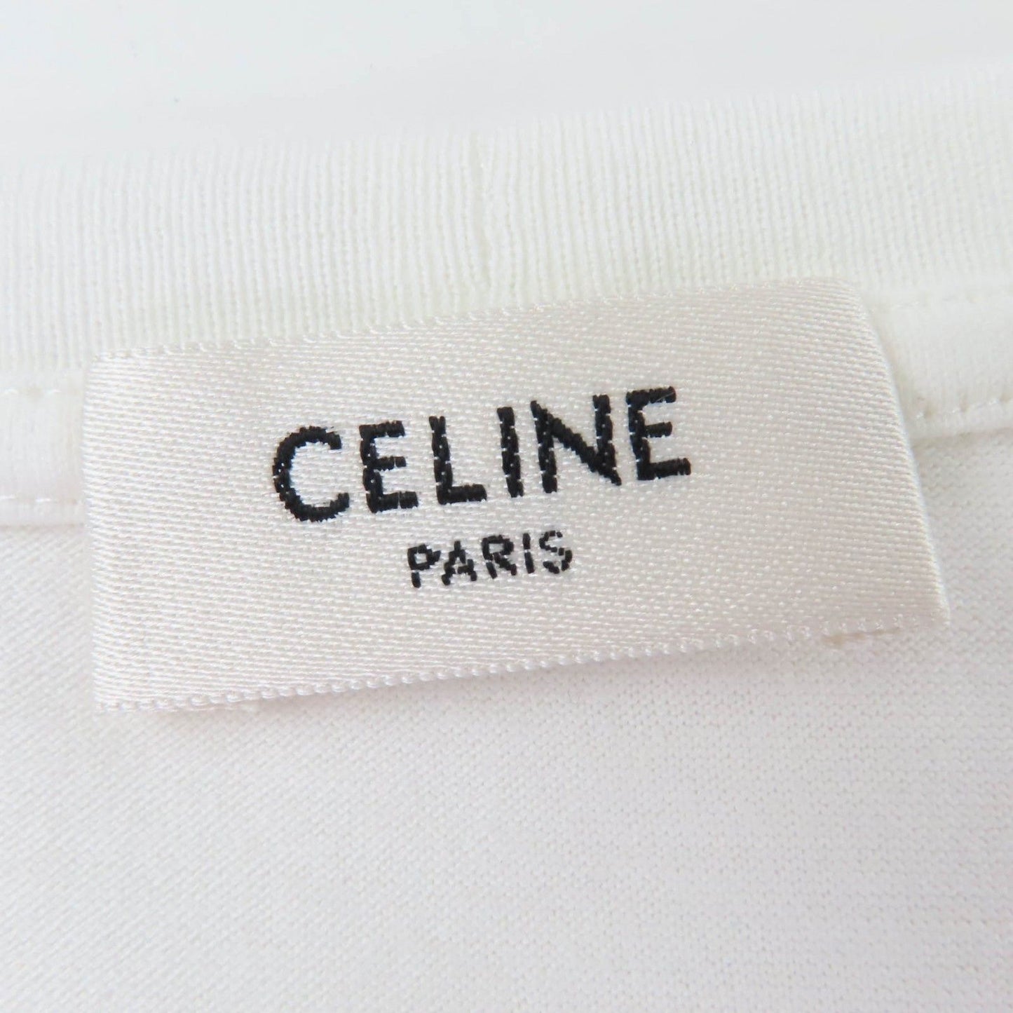 Celine Cotton 100% Triomphe Embroidery Short Sleeve T-Shirt White — view 6