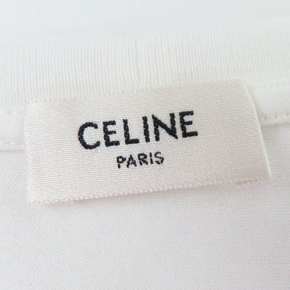 Celine Cotton 100% Triomphe Embroidery Short Sleeve T-Shirt White — view 6