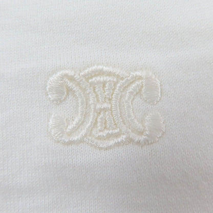 Celine Cotton 100% Triomphe Embroidery Short Sleeve T-Shirt White — view 5