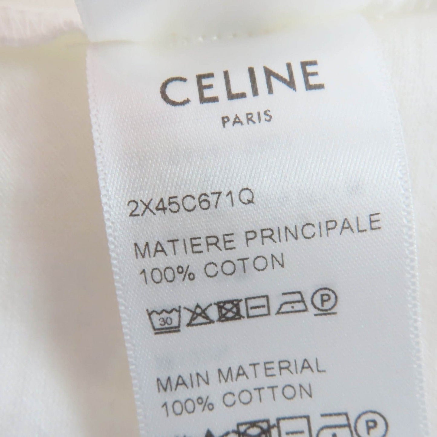 Celine Cotton 100% Triomphe Embroidery Short Sleeve T-Shirt White — view 8