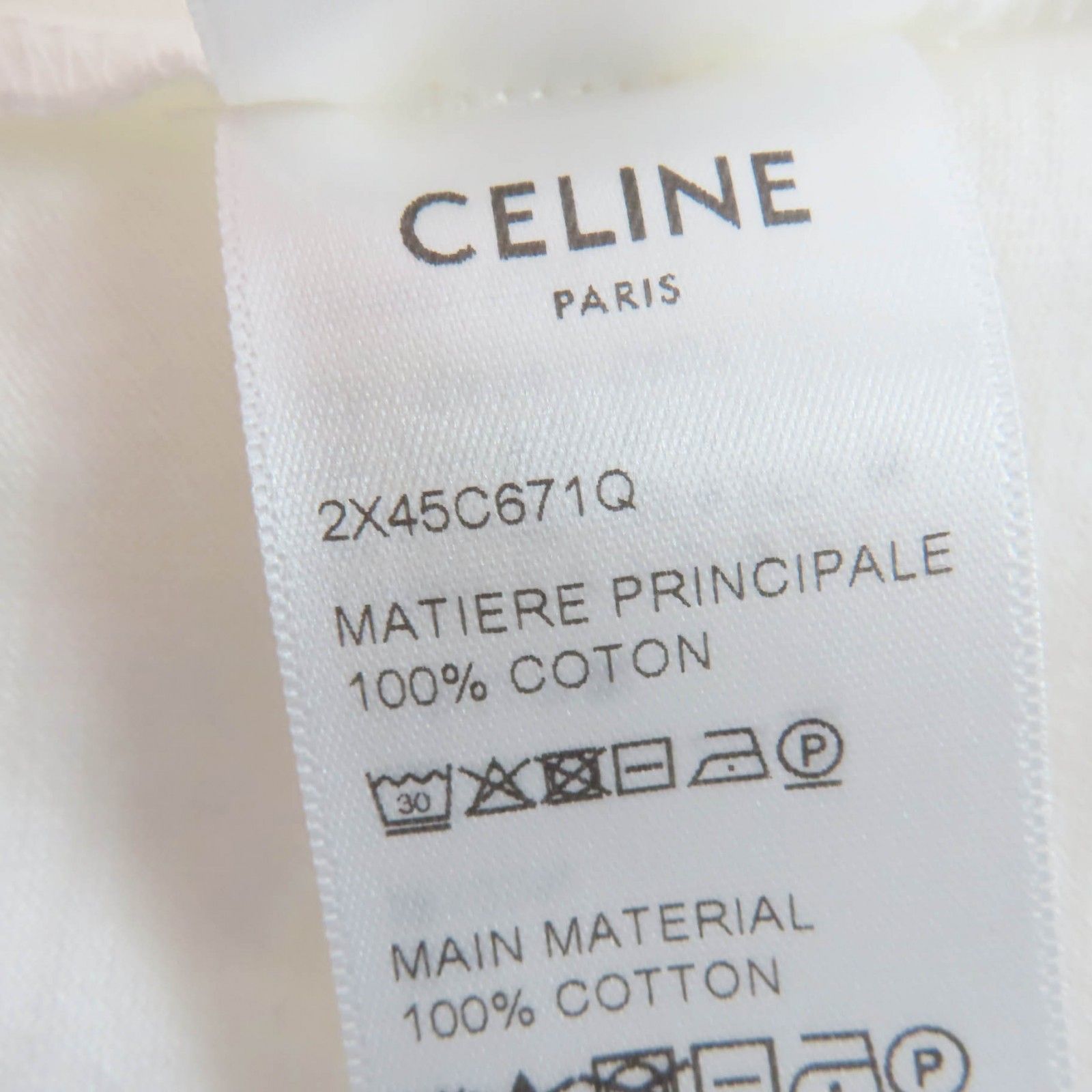 Celine Cotton 100% Triomphe Embroidery Short Sleeve T-Shirt White — view 8
