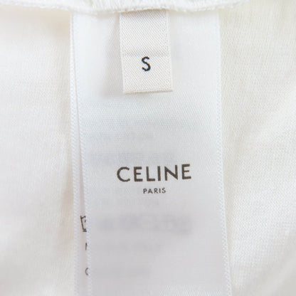Celine Cotton 100% Triomphe Embroidery Short Sleeve T-Shirt White — view 7