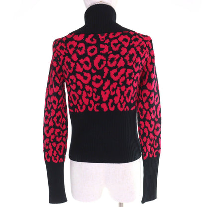 Dior Cashmere Leopard Print Slim Fit Long Sleeve Knit Sweater Black Pink 40 — view 3