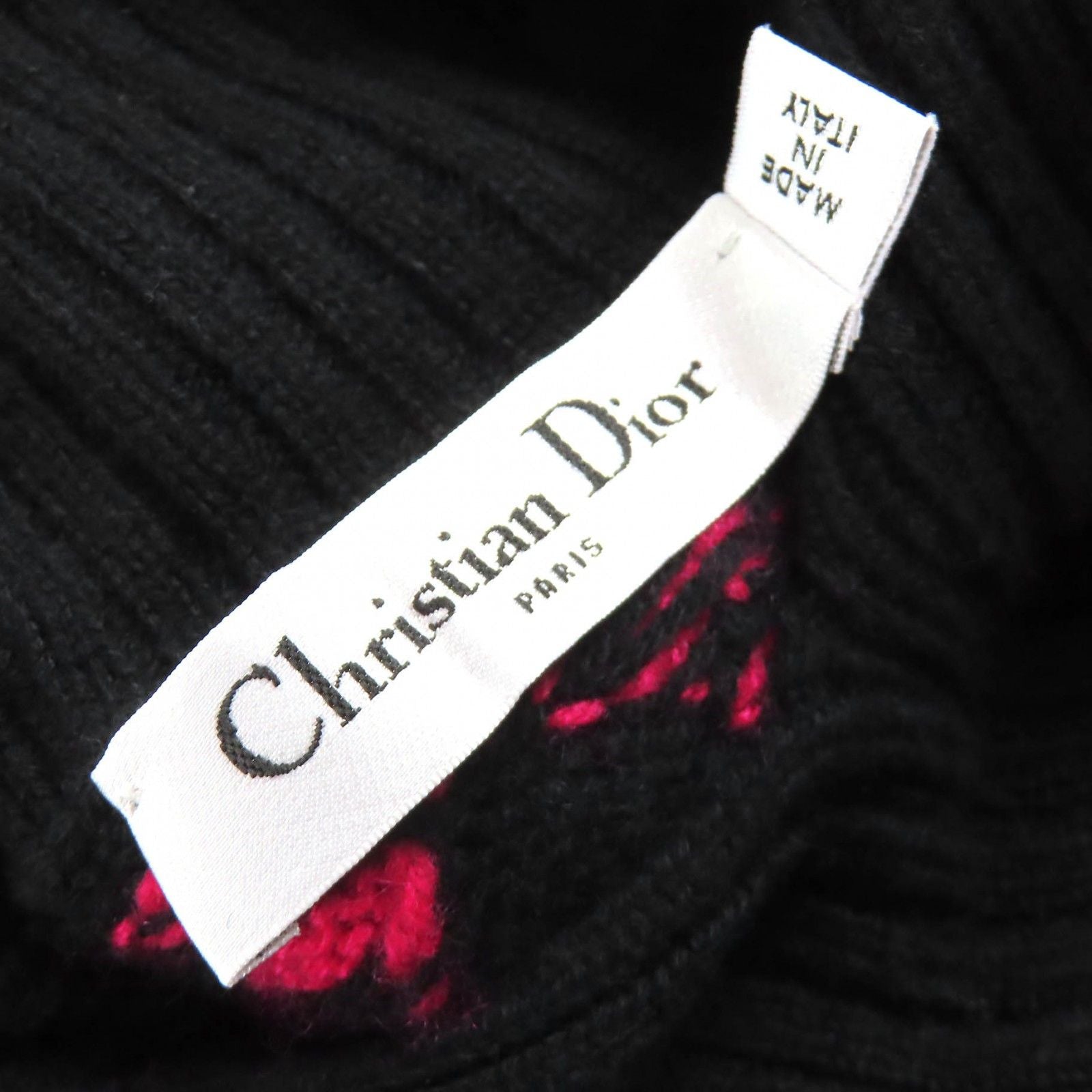 Dior Cashmere Leopard Print Slim Fit Long Sleeve Knit Sweater Black Pink 40 — view 6