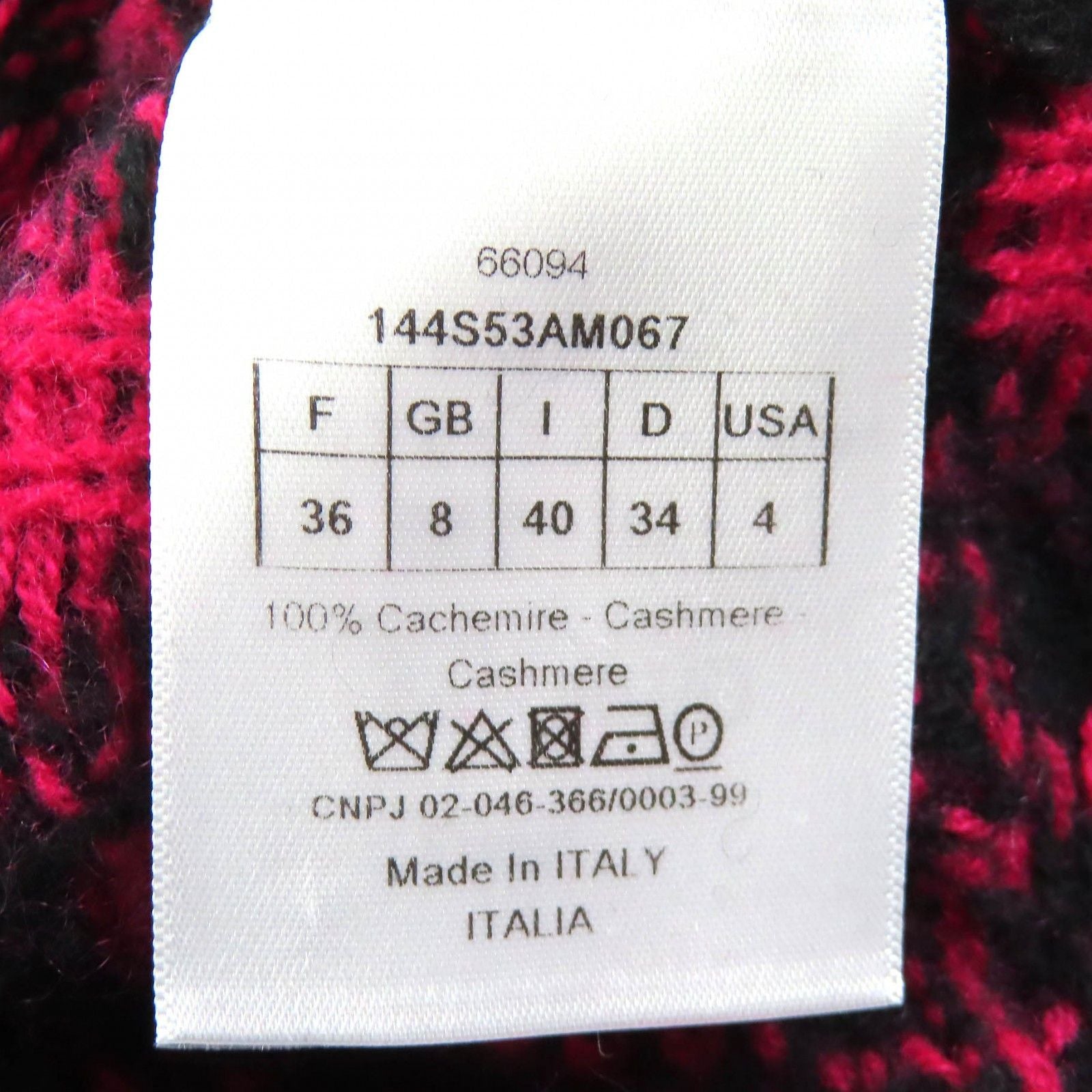Dior Cashmere Leopard Print Slim Fit Long Sleeve Knit Sweater Black Pink 40 — view 7