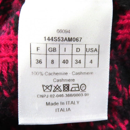 Dior Cashmere Leopard Print Slim Fit Long Sleeve Knit Sweater Black Pink 40 — view 7