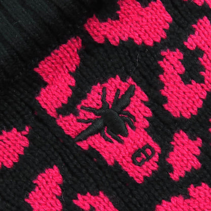 Dior Cashmere Leopard Print Slim Fit Long Sleeve Knit Sweater Black Pink 40 — view 5