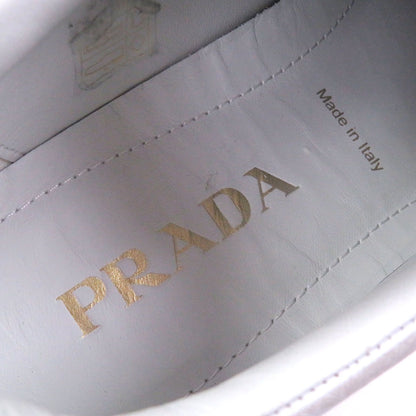 Prada Triangle Logo Distressed Low Cut Sneakers Leather Shoes White 7.5 — view 8