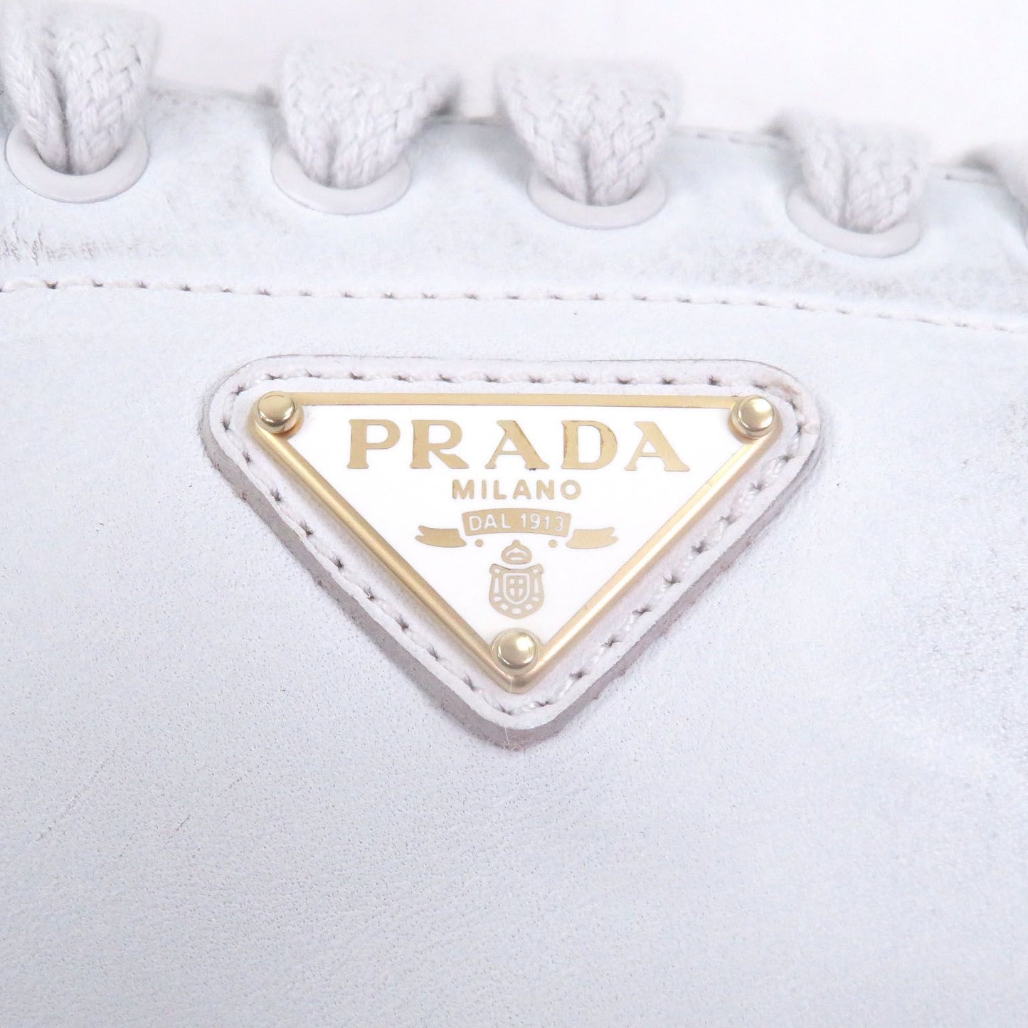 Prada Triangle Logo Distressed Low Cut Sneakers Leather Shoes White 7.5 — view 7