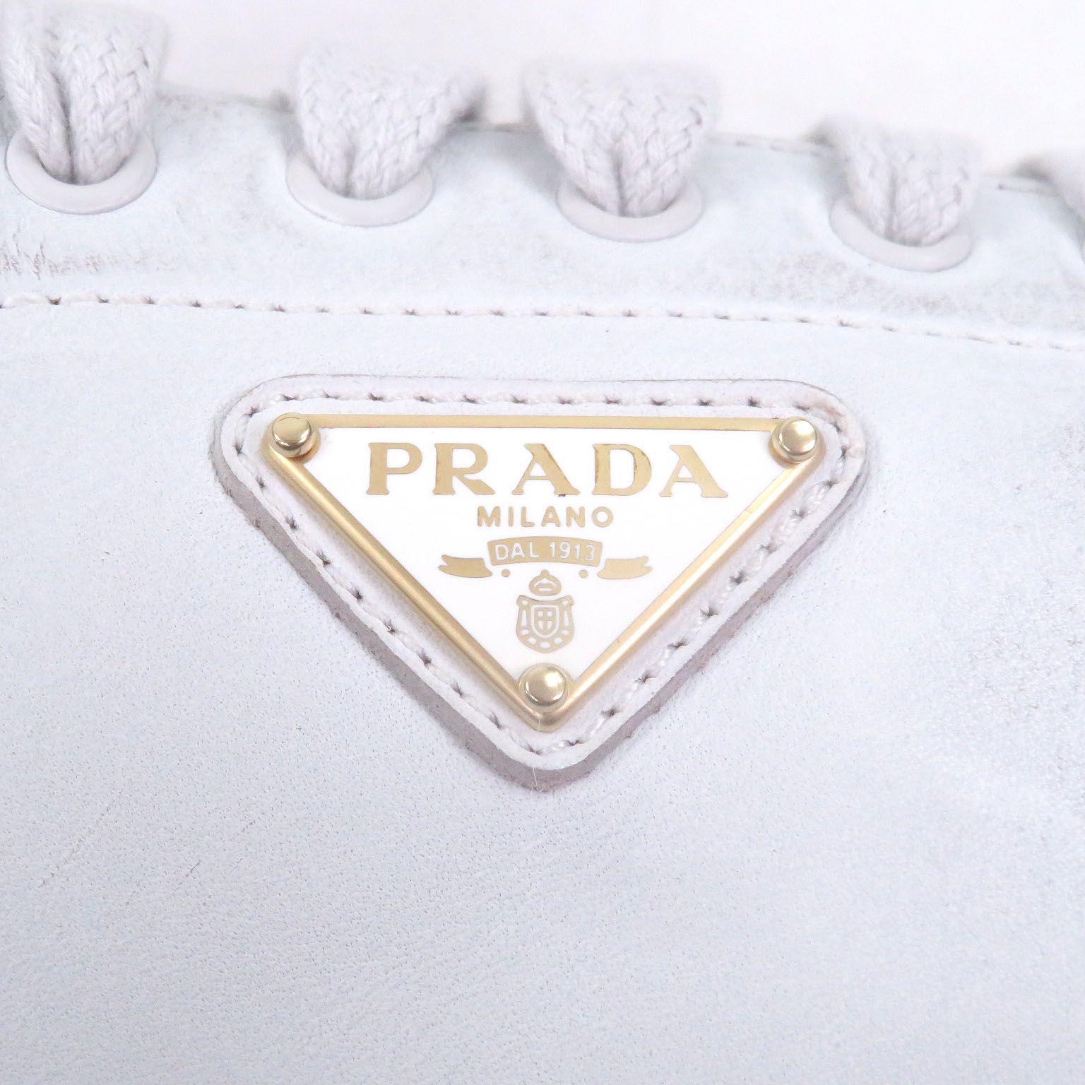 Prada Triangle Logo Distressed Low Cut Sneakers Leather Shoes White 7.5 — view 7