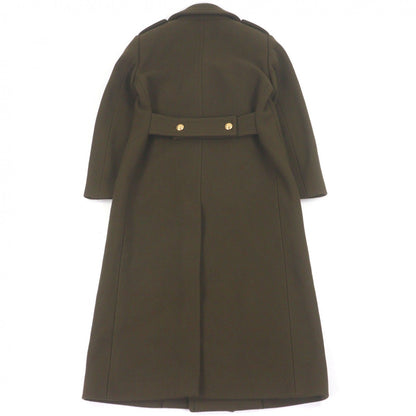 Celine Wool Emblem Gold Button Double Breasted Long Chesterfield Coat Khaki 34 — view 4