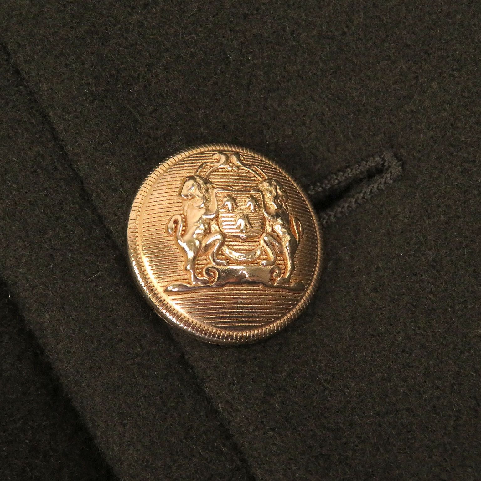 Celine Wool Emblem Gold Button Double Breasted Long Chesterfield Coat Khaki 34 — view 5