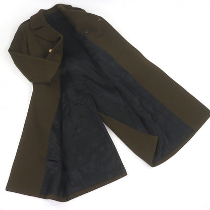 Celine Wool Emblem Gold Button Double Breasted Long Chesterfield Coat Khaki 34 — view 3