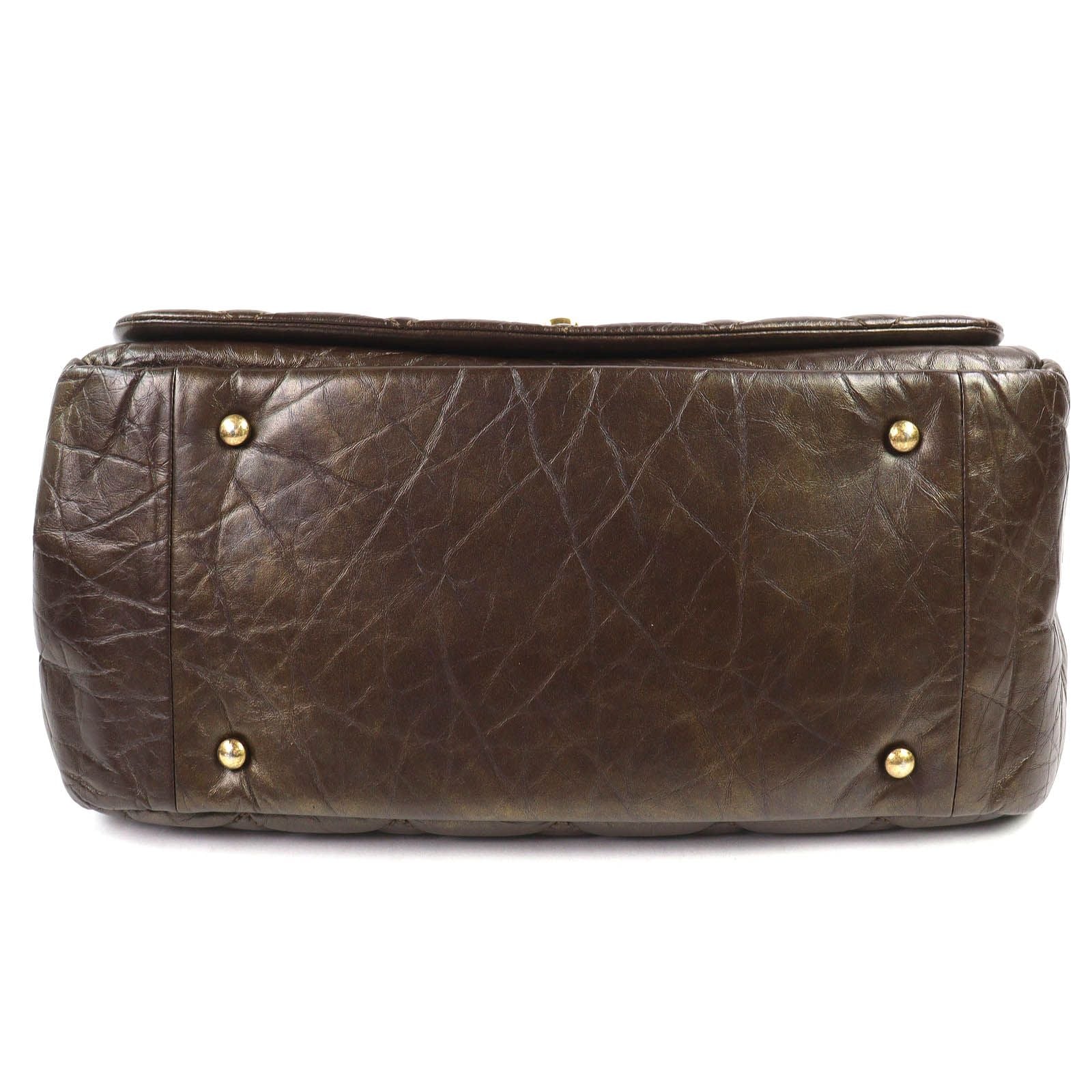 Chanel Paris Bombay CC Logo Quilted Aged Calfskin Chain Shoulder Bag Brown — view 6
