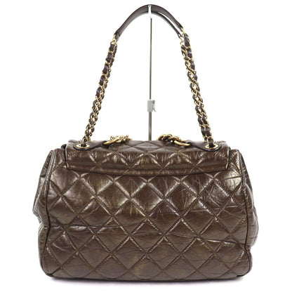 Chanel Paris Bombay CC Logo Quilted Aged Calfskin Chain Shoulder Bag Brown — view 3