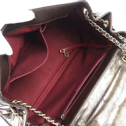 Chanel Paris Bombay CC Logo Quilted Aged Calfskin Chain Shoulder Bag Brown — view 8