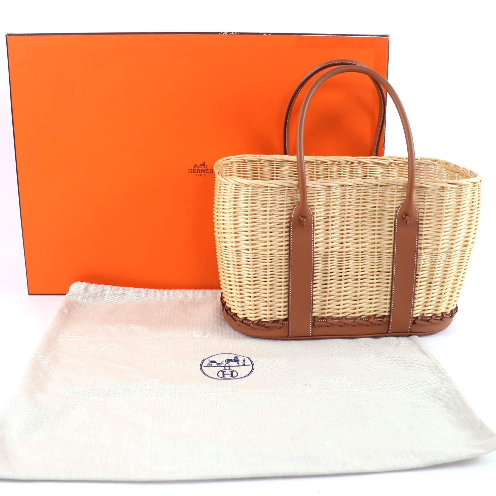 Hermes Garden Picnic Party PM Swift Natural Gold Handbag — view 2