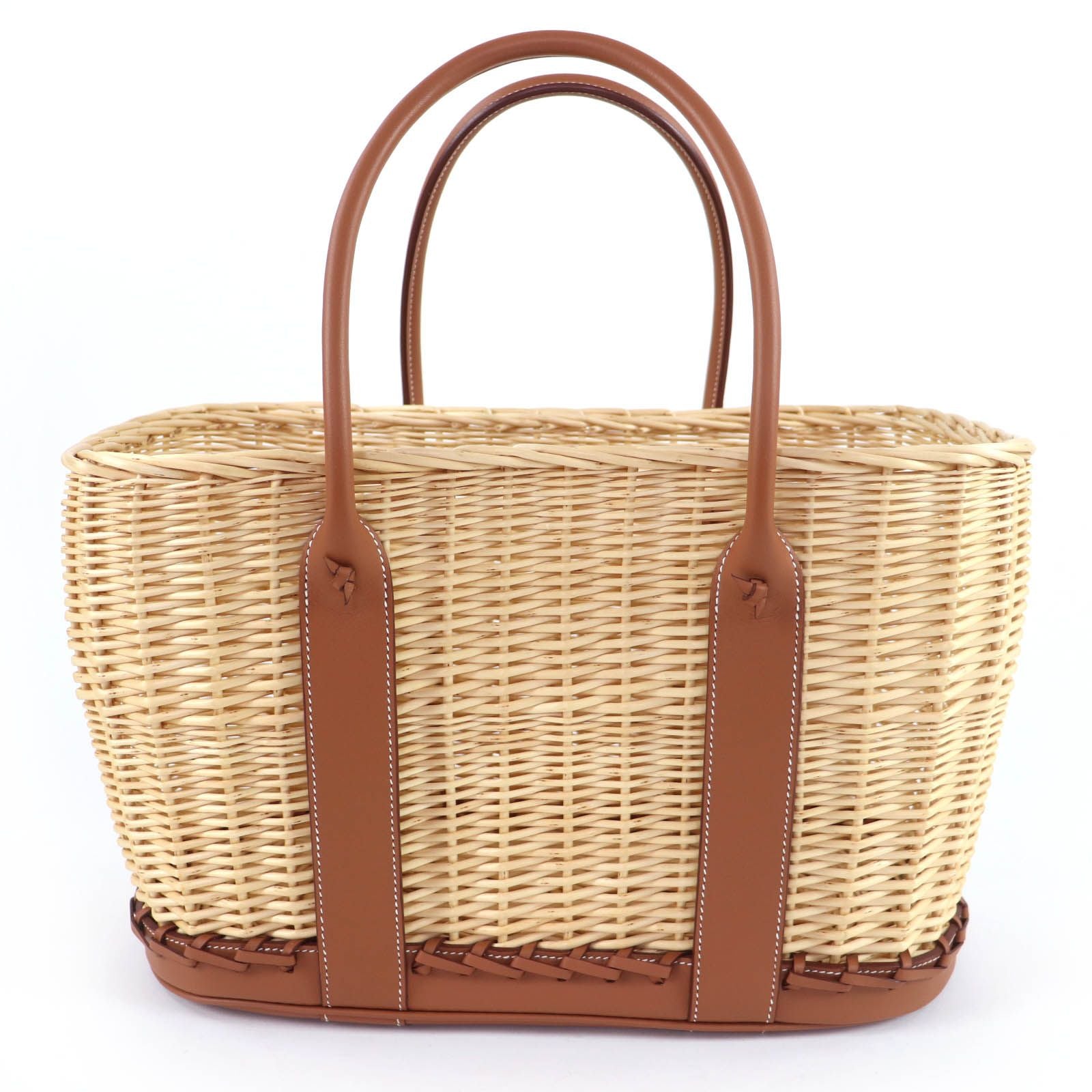 Hermes Garden Picnic Party PM Swift Natural Gold Handbag — view 3