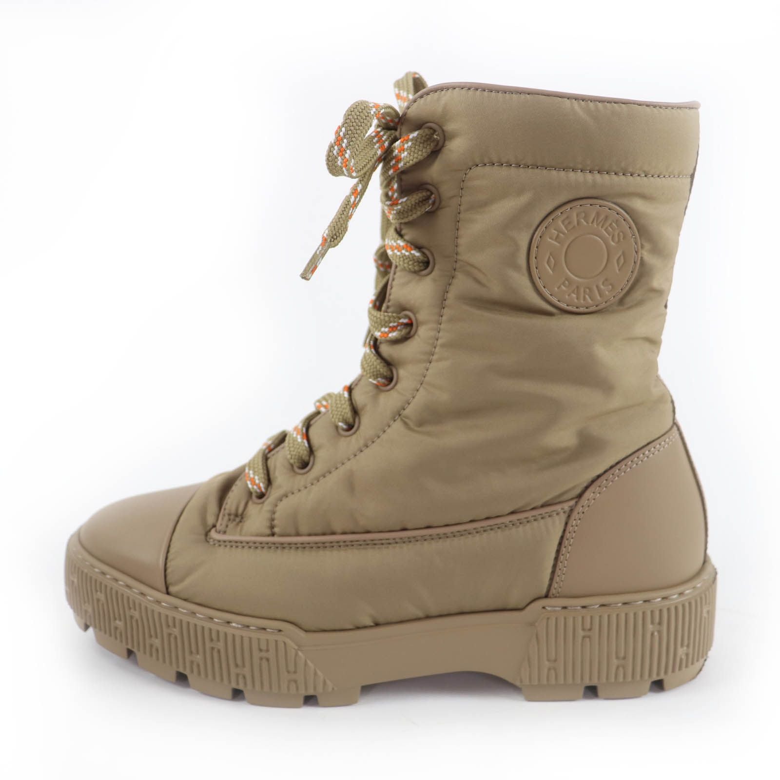 Hermes Fresh Logo Lace Up Short Boots Beige — view 5