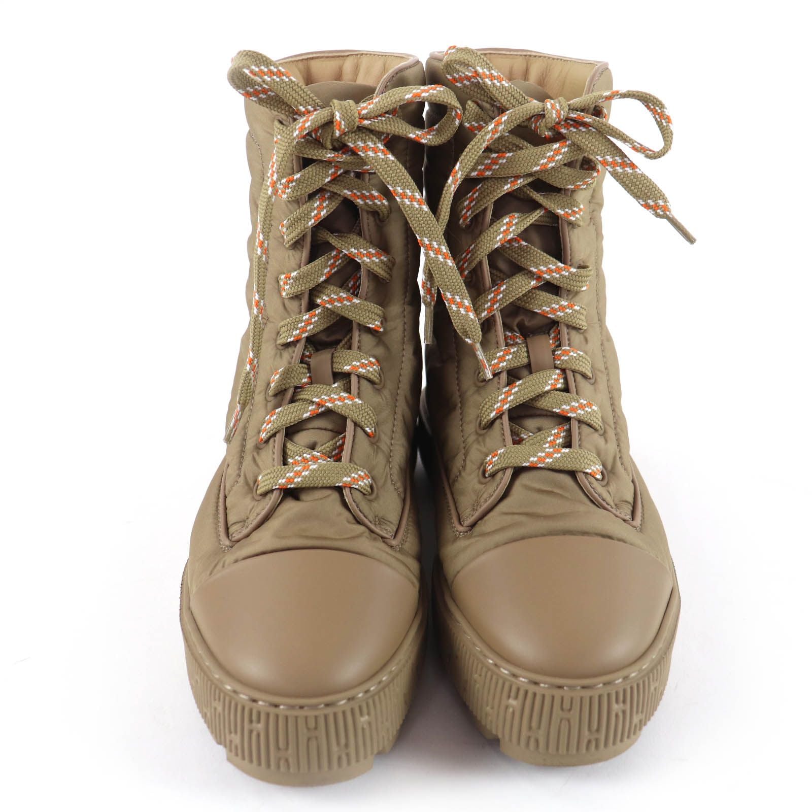Hermes Fresh Logo Lace Up Short Boots Beige — view 4