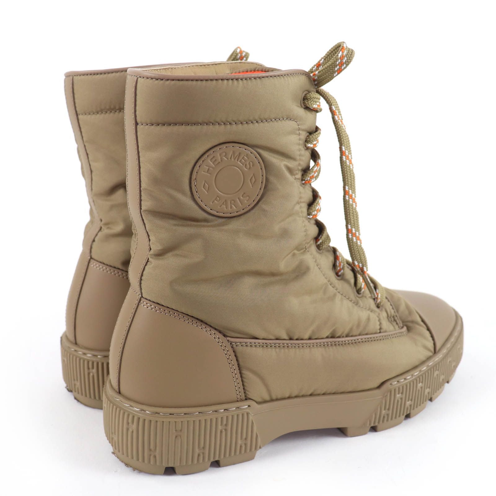 Hermes Fresh Logo Lace Up Short Boots Beige — view 3