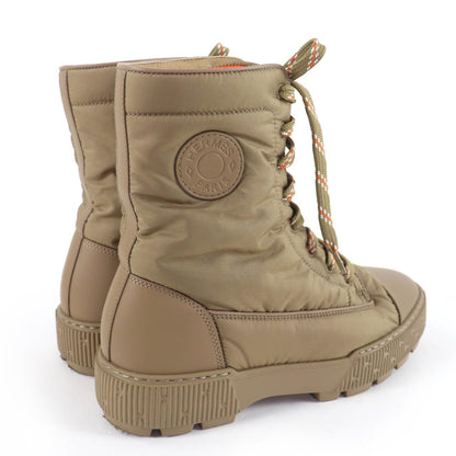 Hermes Fresh Logo Lace Up Short Boots Beige — view 3