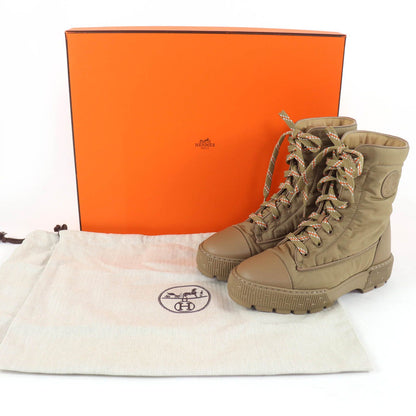 Hermes Fresh Logo Lace Up Short Boots Beige — view 2