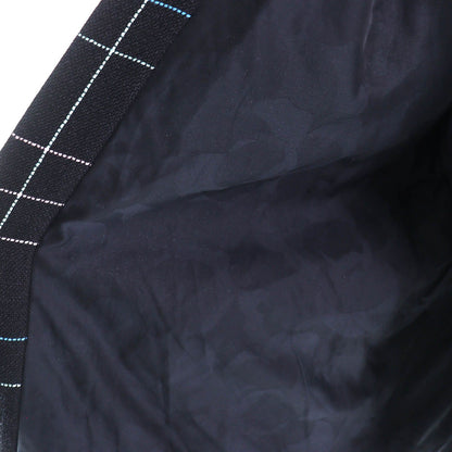 Chanel Wool CC Logo Flower Button Plaid Stitch Belted Coat Black Multicolor 36 — view 5