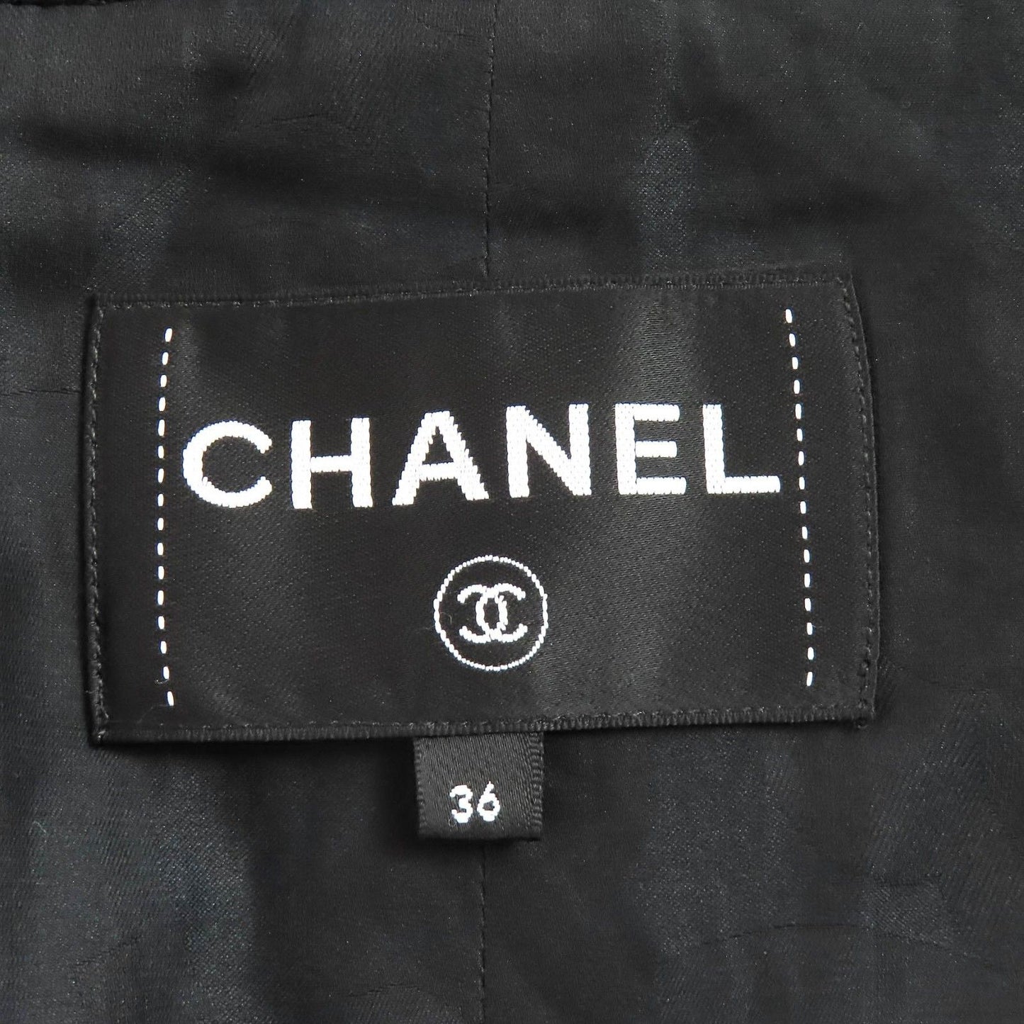 Chanel Wool CC Logo Flower Button Plaid Stitch Belted Coat Black Multicolor 36 — view 7