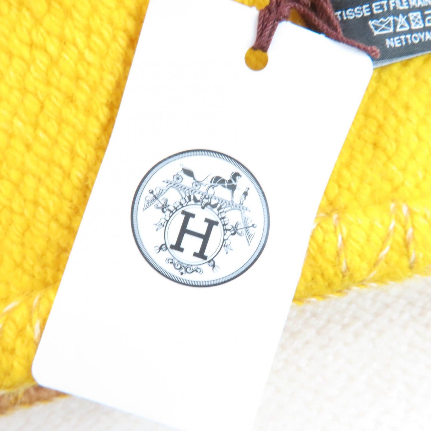 Hermes Daisangle Cashmere Citron Paille Logo 150 200 cm Large Scarf — view 8