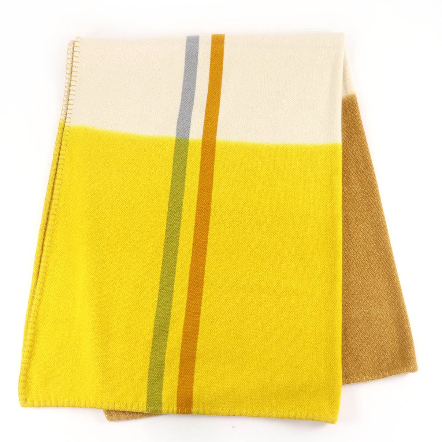 Hermes Daisangle Cashmere Citron Paille Logo 150 200 cm Large Scarf — view 3