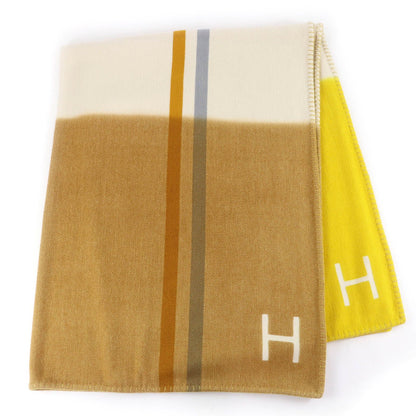 Hermes Daisangle Cashmere Citron Paille Logo 150 200 cm Large Scarf — view 2
