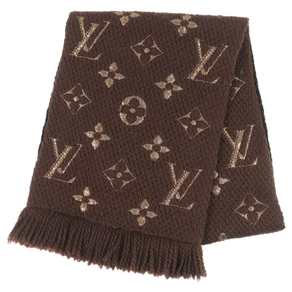 Louis Vuitton Echarpe Logo Mania Shine Wool Silk Scarf Brown