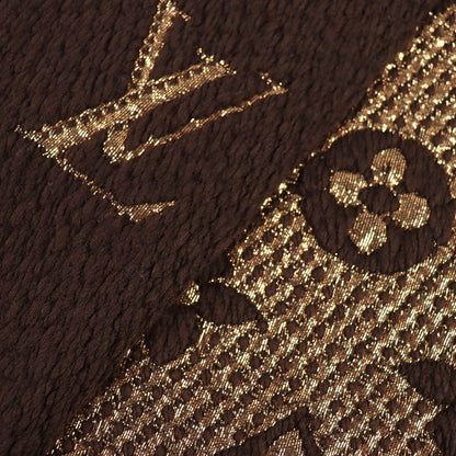 Louis Vuitton Echarpe Logo Mania Shine Wool Silk Scarf Brown — view 4