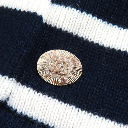 Chanel Cashmere CC Logo Border Pattern Hoodie Knit Navy White 36 Recommended — view 5