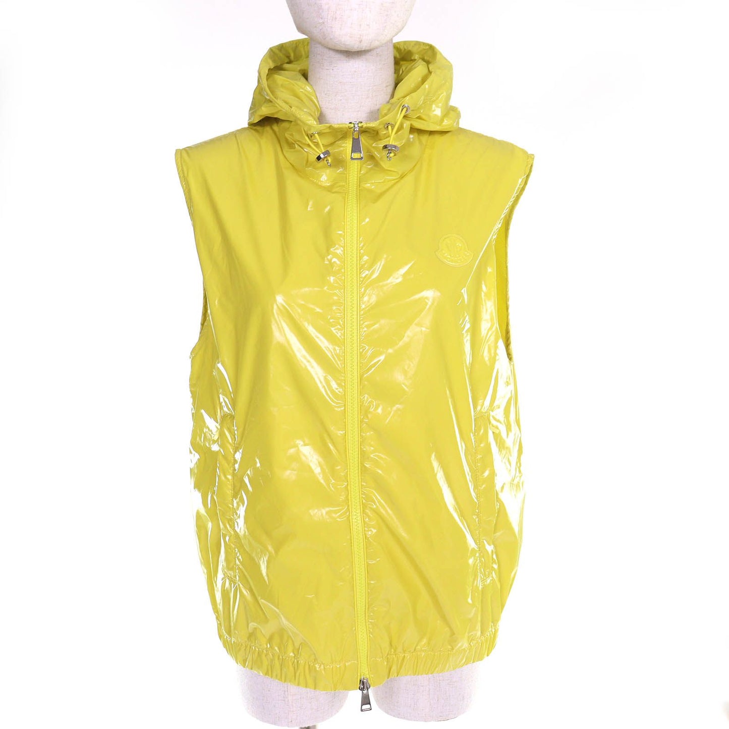 Moncler Sete Gilet Logo Patch Hoodie Nylon Vest Lightweight Yellow