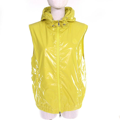 Moncler Sete Gilet Logo Patch Hoodie Nylon Vest Lightweight Yellow