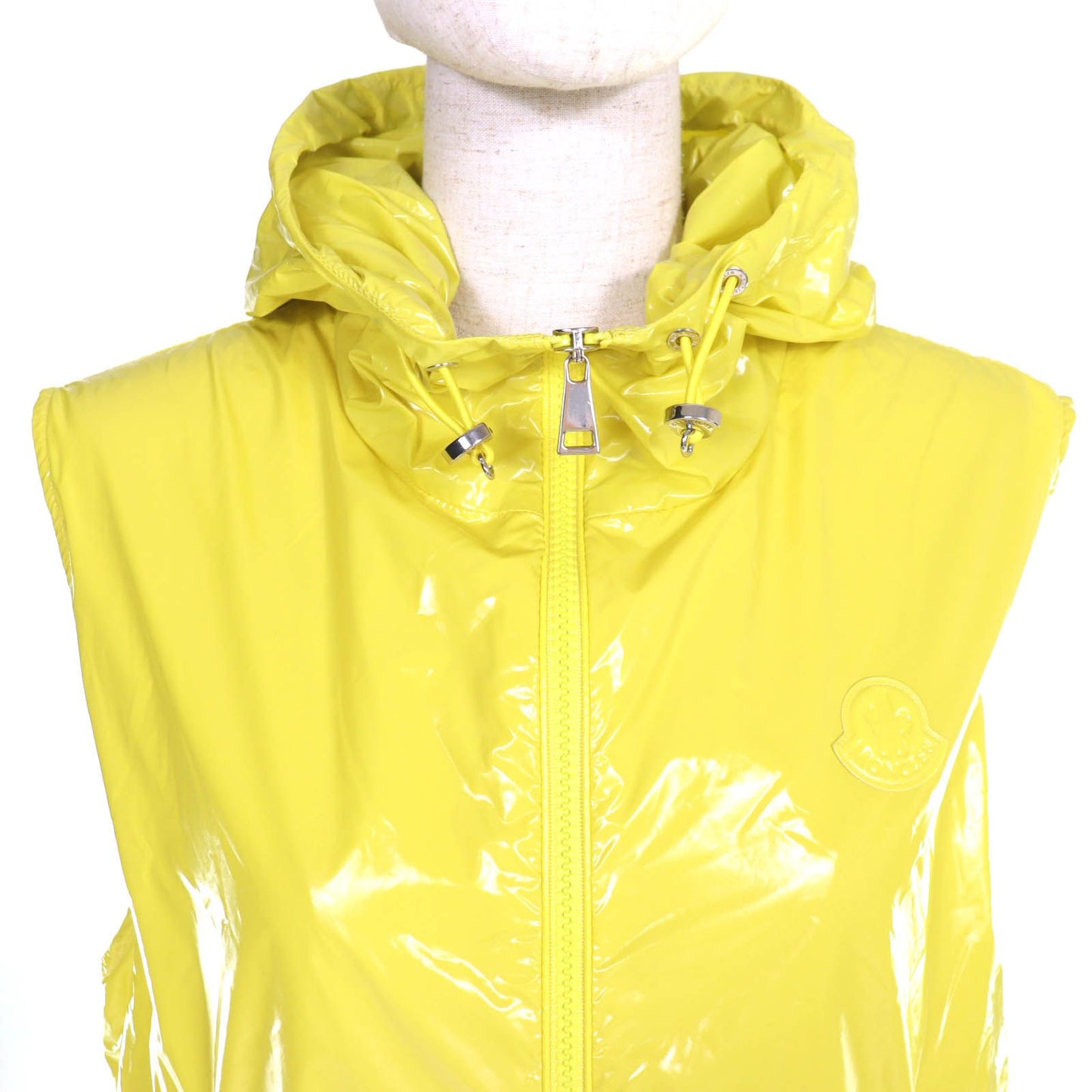 Moncler Sete Gilet Logo Patch Hoodie Nylon Vest Lightweight Yellow — view 4