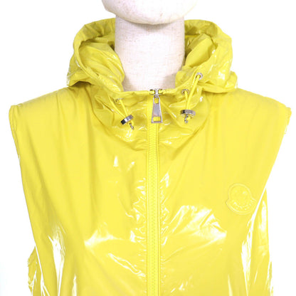 Moncler Sete Gilet Logo Patch Hoodie Nylon Vest Lightweight Yellow — view 4
