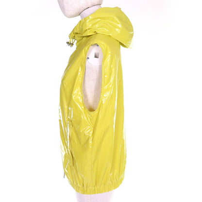 Moncler Sete Gilet Logo Patch Hoodie Nylon Vest Lightweight Yellow — view 2