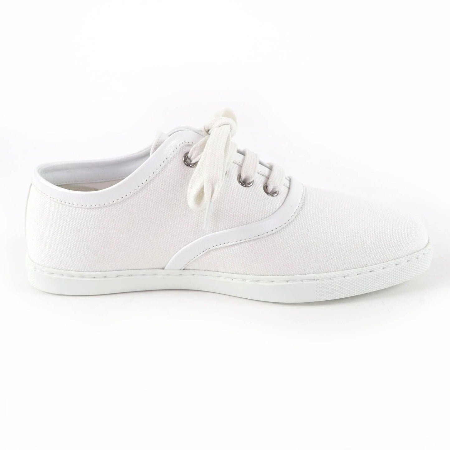 Hermes Innocent Leather Logo Patch Lace Up Low Cut Sneakers White — view 6