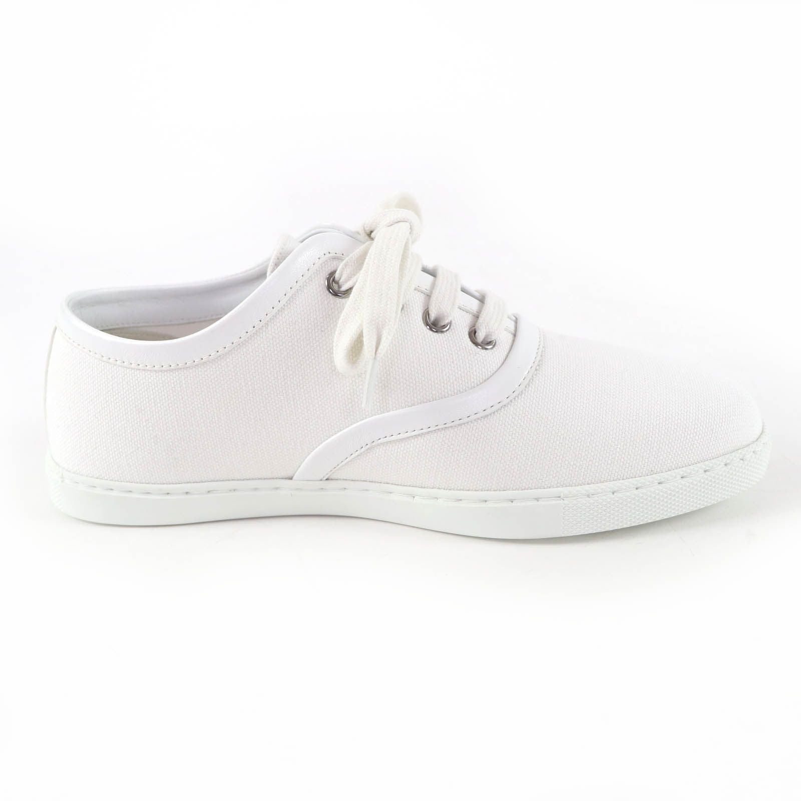 Hermes Innocent Leather Logo Patch Lace Up Low Cut Sneakers White — view 6
